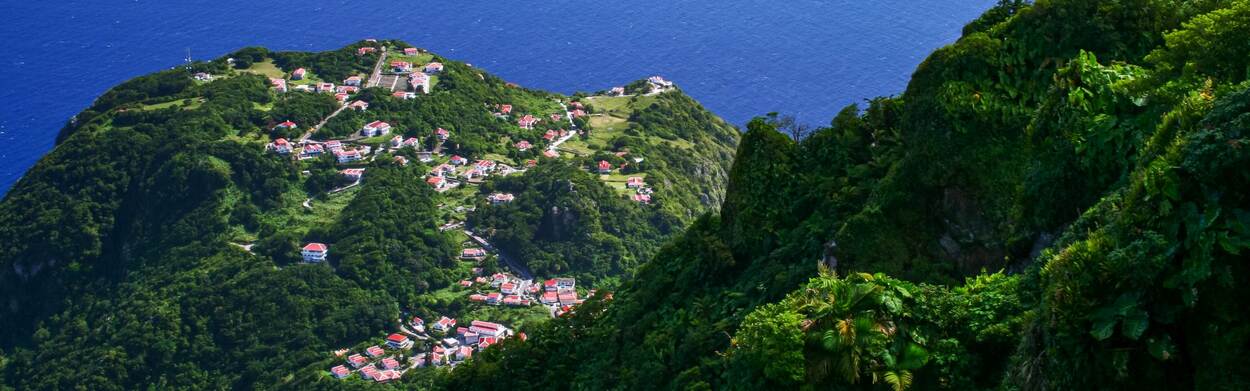 Saba banner island view