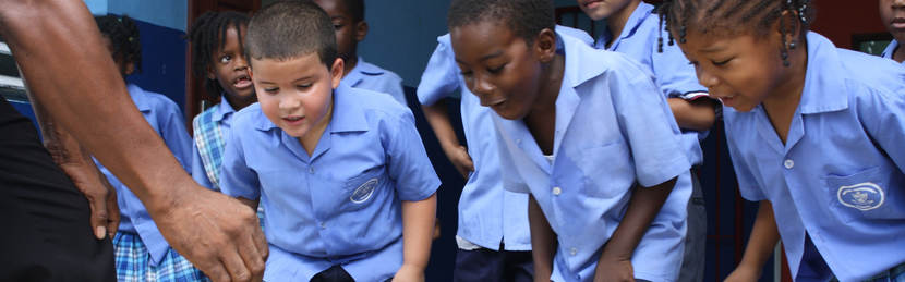 Kids looking at something cool