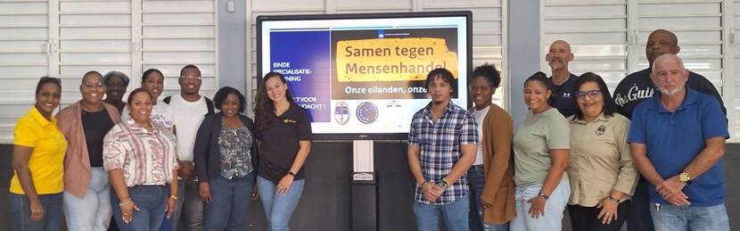 Groep professionals uit de justitiëleketen welke training mensenhandel en mensensmokkel 2025 hebben gevolgd